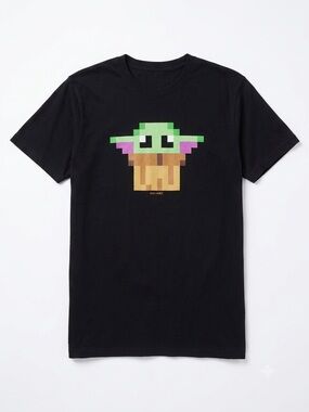 Black Graphic Pixel Baby Yoda Tee